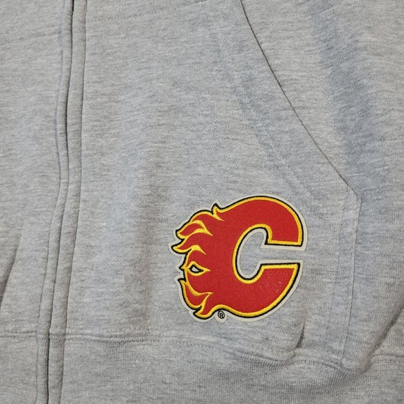 NHL Calgary Flames Zip up Light Grey Hoodie - Picture 3 of 6
